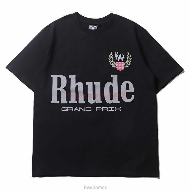 

Designer Fashion Clothing Tees Tshirt American Niche Trendy Brand Rhude Design Sense Short Sleeved Male Female Couple Fog High Street Loose Fitting Tshirt Spring Su, As shown in figure 001