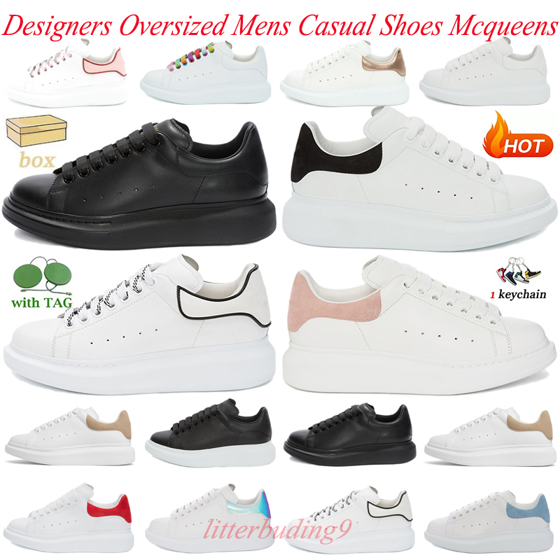 

Men women shoes designer Leather Ivory Black Multicolor Oversized Light Gold mens platform Mcqueen casual Sneakers, White pink