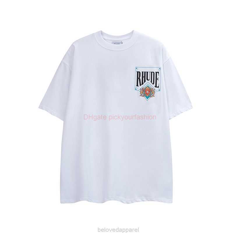 

Designer Fashion Clothing Tees Tshirt Rhude American High Street Couple Playing Card Letter Print Loose Sleeve Versatile Short Sleeve Tshirt Trendy Summer Cotton S, Black
