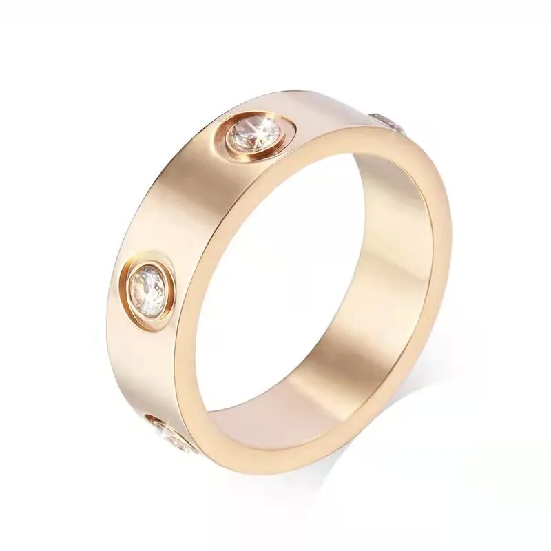 

Titanium steel silver love ring men and women rose gold jewelry for lovers couple rings gift size 5-11 Width 4-6mm