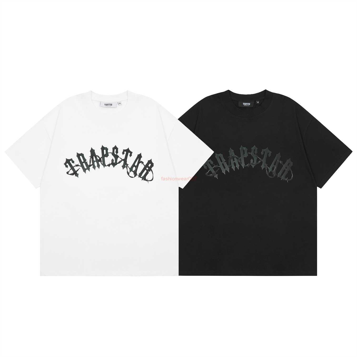 

Designer Fashion Clothing Tees Tsihrts Shirts Trapstar Barbed Wire Arch Tee Dark Letter Print Mens Womens Loose Fashion Brand Short Sleeve Tshirt Rock Hip hop Cot 23, Black