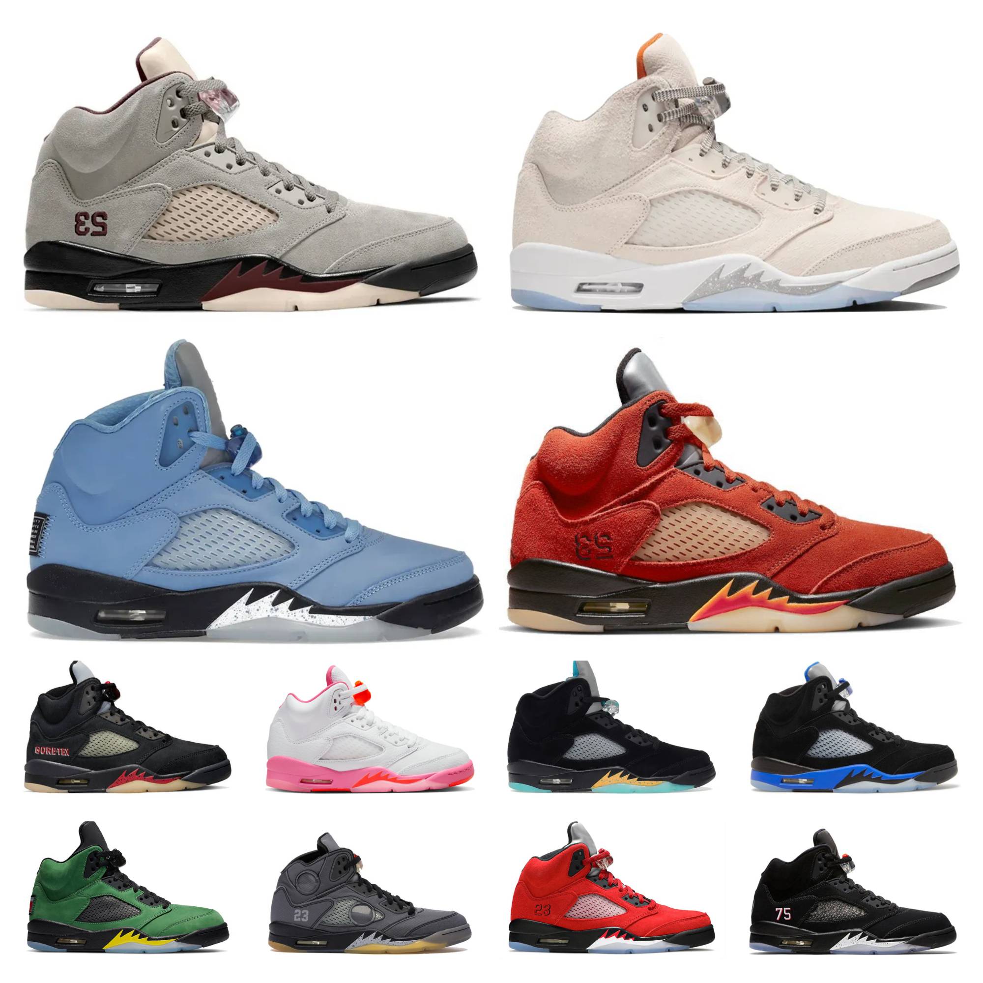 

Jumpman 5 5s Racer Blue Basketball Shoes Mens Aqua UNC University Blue Fire Red Orewood Brown Raging Bull Red Anthracite Black Metallic Sail White Cement Men Sneakers, Shoes lace