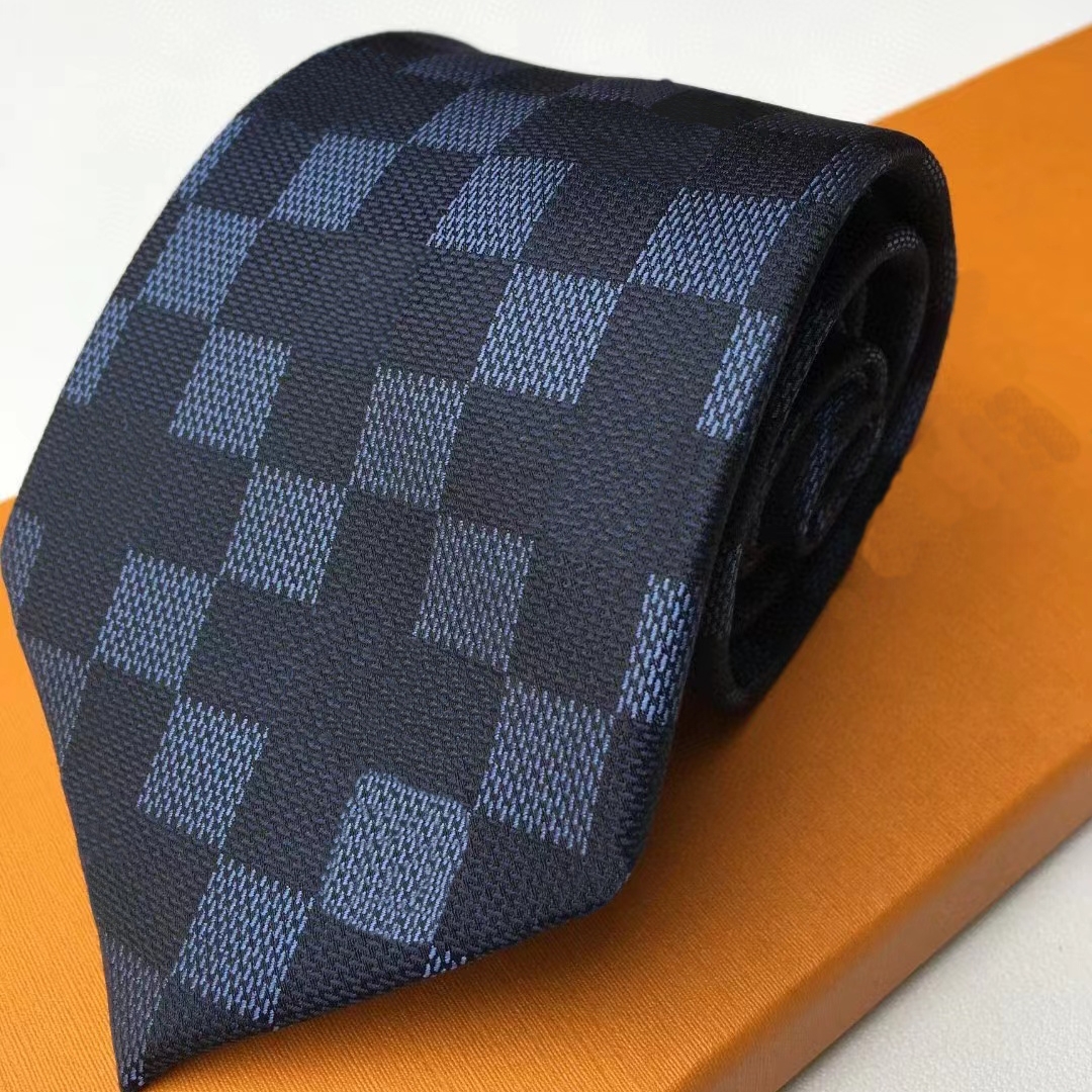 

Men's Tie letter Silk Necktie black, blue Jacquard Party Wedding Business Woven Fashion Design box suit Tie