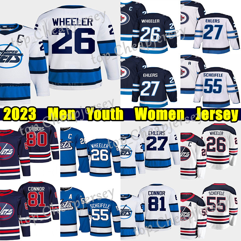 

#27 Nikolaj Ehlers Reverse Retro hockey jersey #26 Blake Wheeler #81 Kyle Connor Mark Scheifele Pierre-Luc Dubois Nate Schmidt Cole Perfetti jerseys, Gray