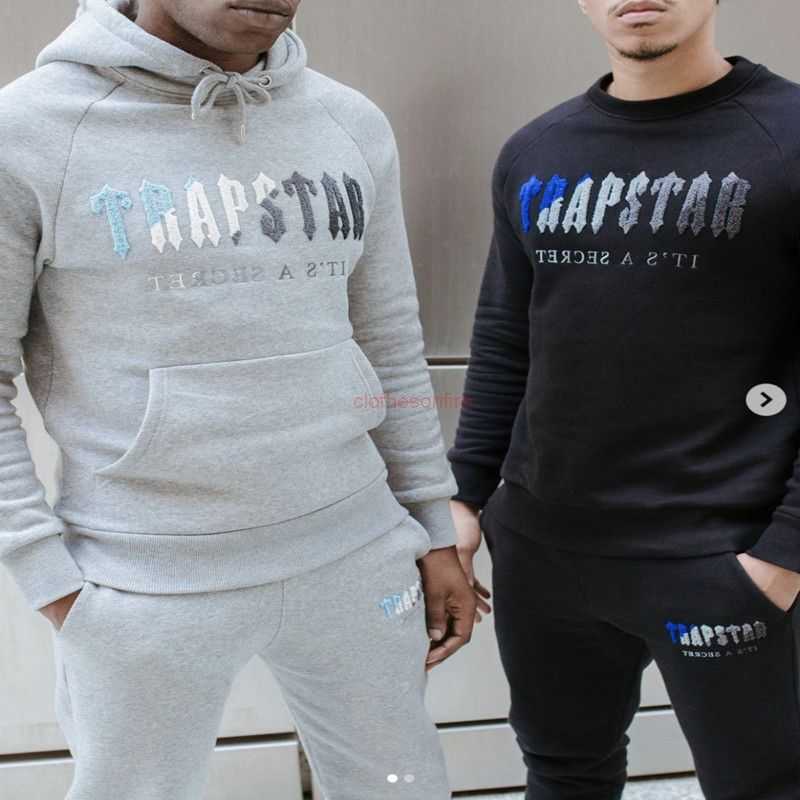 

Designer Clothing Mens Sweatshirts Fashion Streetwear Small Group Rap Fashion Brand Trapstar Blue White Towel Embroidery Plush High Street Casual Hooded Sweater A, Shipping fee