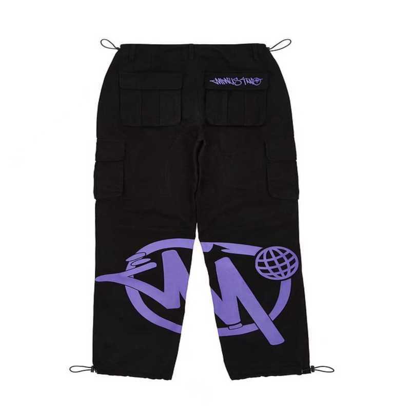 

Men' Jeans Y2k Hip Hop Printing Black Pants 2023 New Harajuku Fashion Punk Rock Wide Foot Trousers Streetwear
