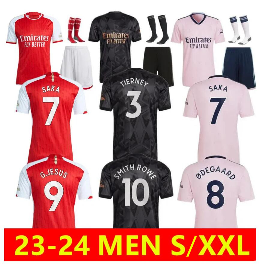 

23 24 PEPE SAKA Soccer jerseys Fans version Gunners ODEGAARD G.JESUS TIERNEY SMITH ROWE ARSen Love 2023 2024 football shirt Men Kids kit socks, 22/23