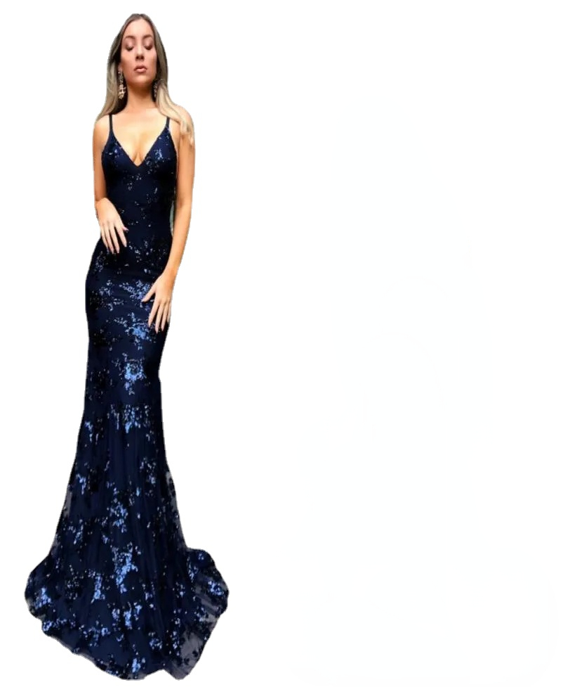 

Navy Blue Glitz Lace Sequined Mermaid Prom Dresses Sexy Deep V Neck Backless Prom Gowns Vestidos De Festa4173703, Champagne