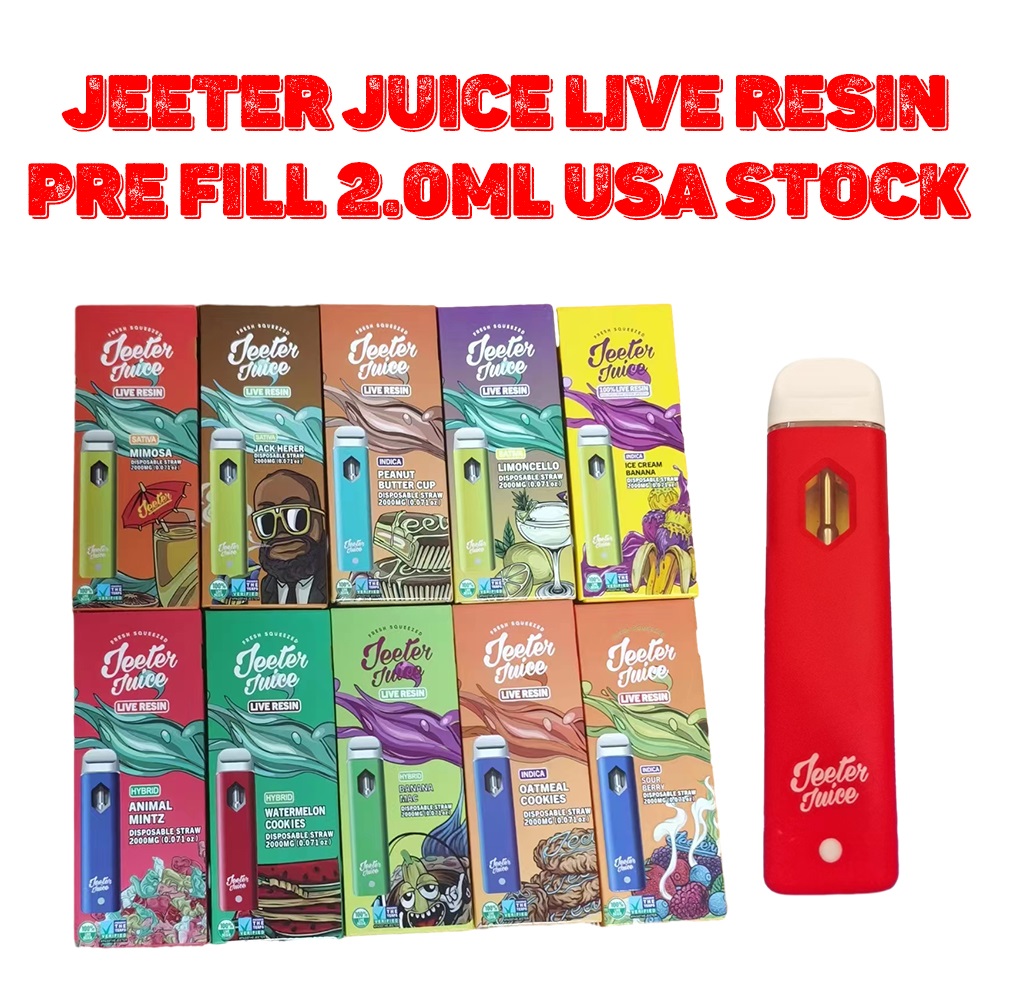 

New Disposabe e Cigarette Jeeter Juice Live Resin 2.0ml Pre-filled USA carts USB 350mah battery 10 Strains Stickers USPS