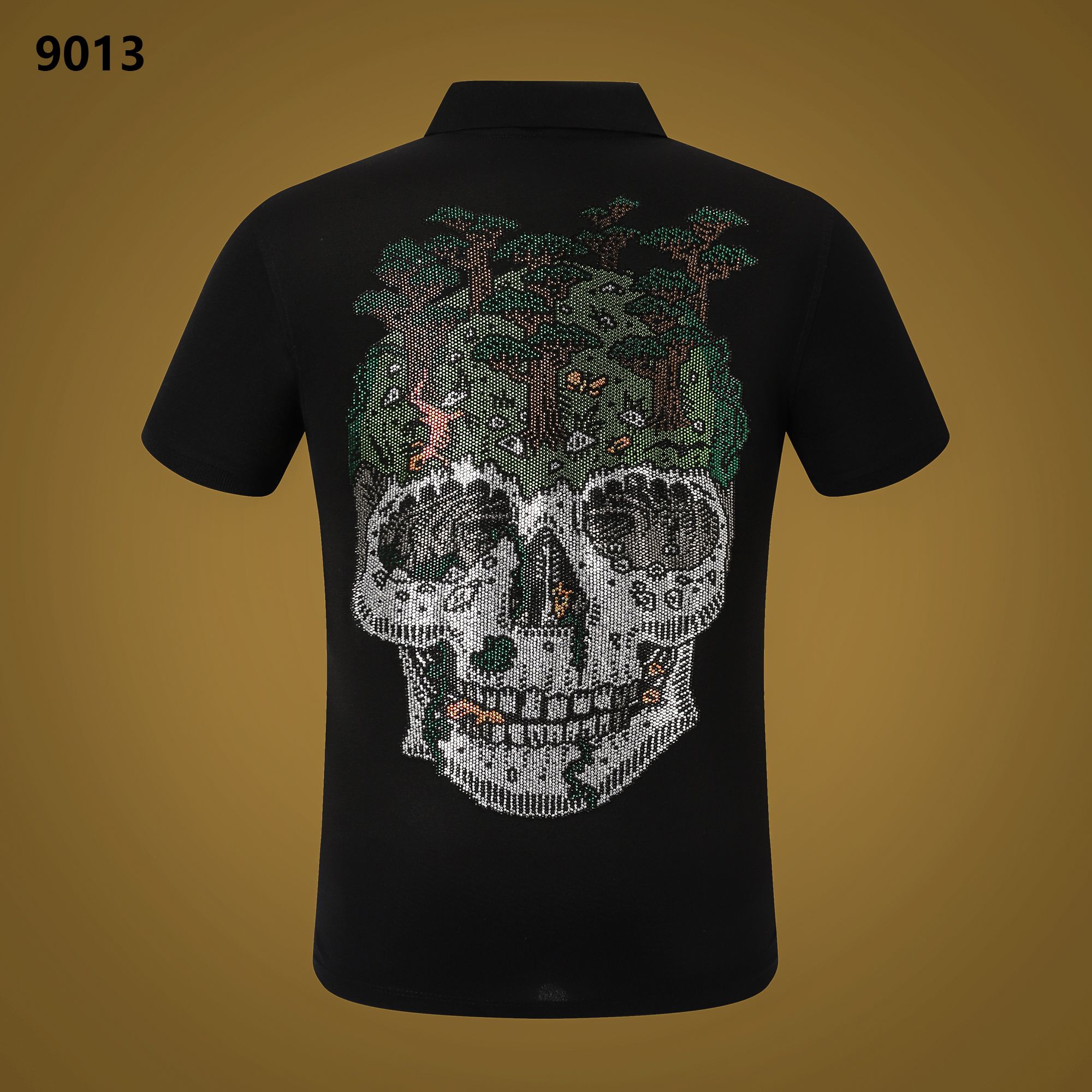 

NEW PP Men's Polo Shirt Summer Skull Diamond Phillip Plain Short Sleeve Designer T Shirt Harajuku Tee Brand Skulls Print Tops Streetwear PP9013, White