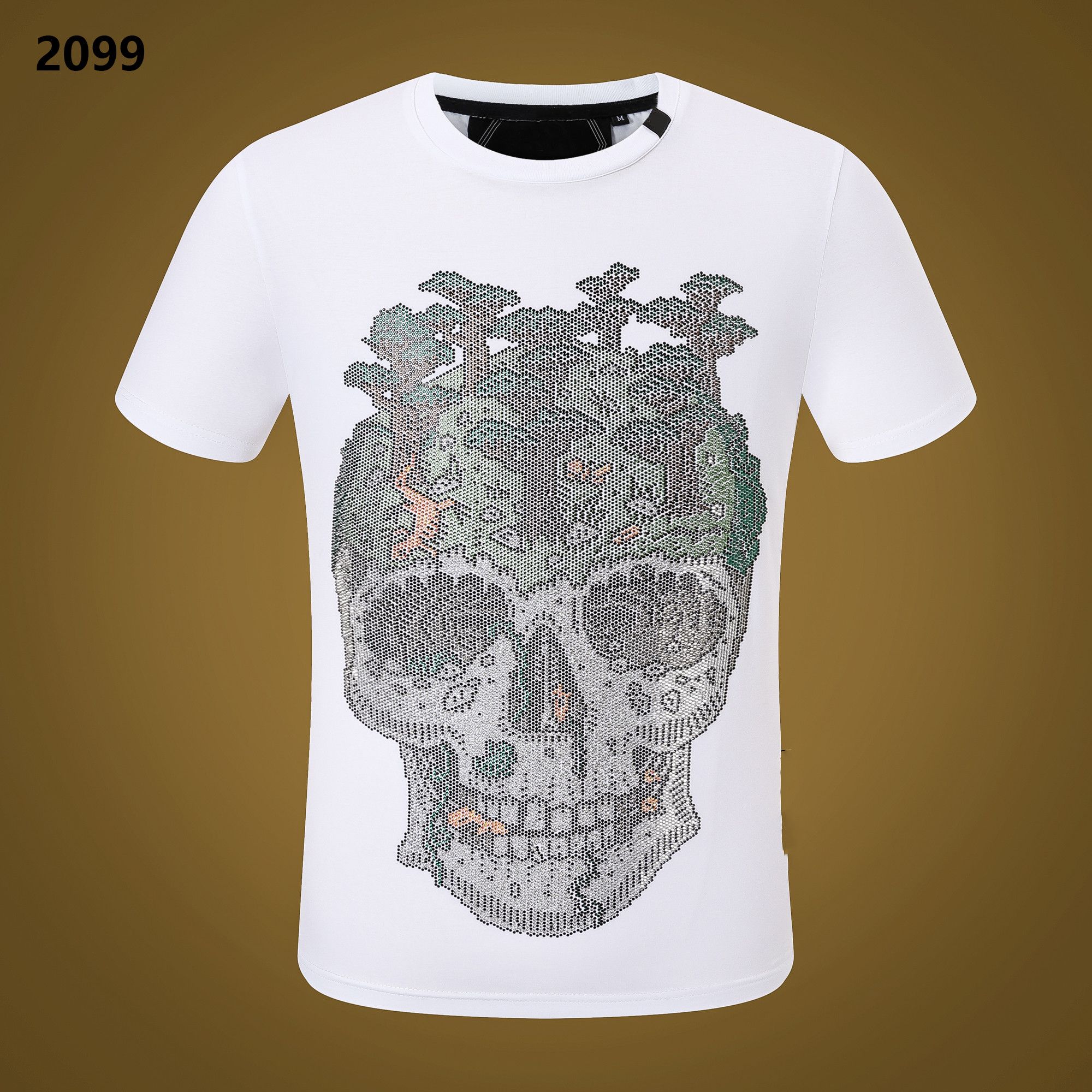 

NEW STYLE Phillip Plain Men T Shirts Designer PP Skull Diamond T Shirt Short Sleeve Dollar Brown Bear Brand Tee High Quality Skulls T Shirt Tops VS2099, White