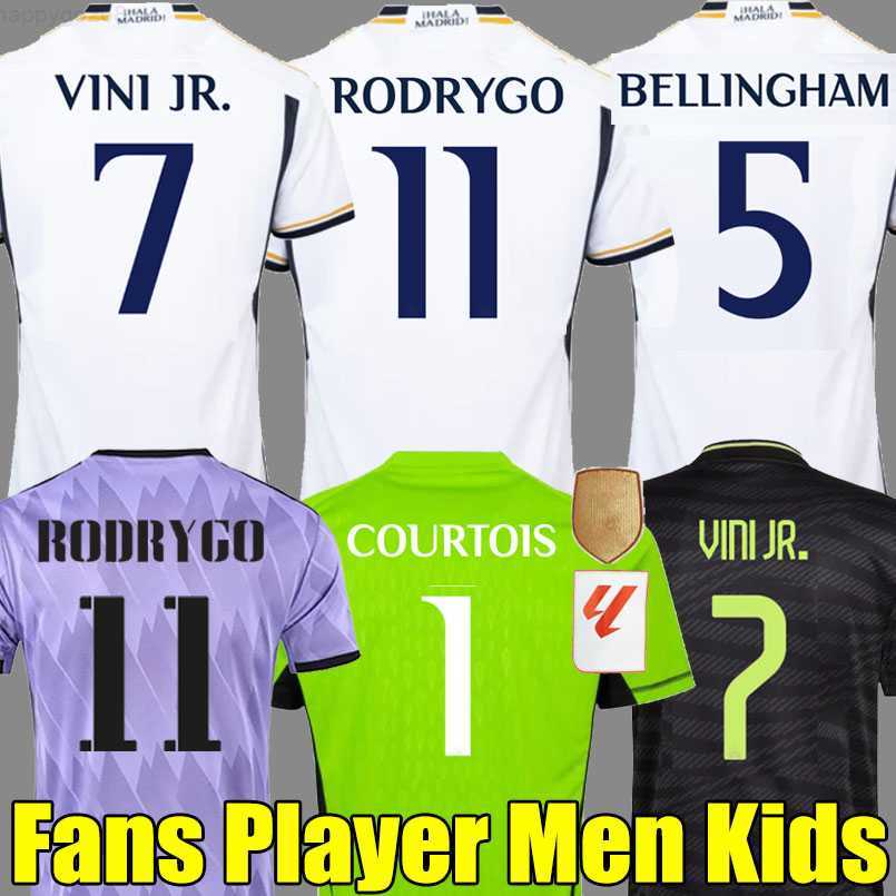

7 VINI JR BELLINGHAM soccer jerseys 23 24 football shirt RODRYGO VALVERDE Club World Cup Real Madrids CAMAVINGA Goalkeeper Champions 2023 2024 camiseta men kids kit, 23-24 home+patch