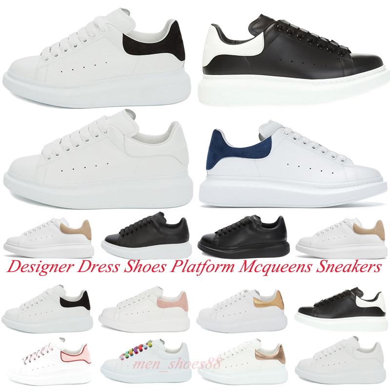 

With box casual shoes luxury men women trainers White Rose Gold Platform Black Oversized Light Gold mcqueens sneaker eur 35-44, Black white sole