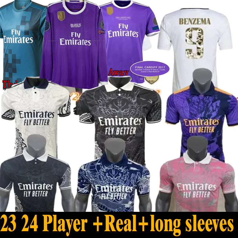 

Retro Soccer Jerseys Camiseta 8th Champions Long sleeved Football Jersey 23 24 Special Edition China Dragon Real Madrids Maillot Benzema Ballon Football Jersey