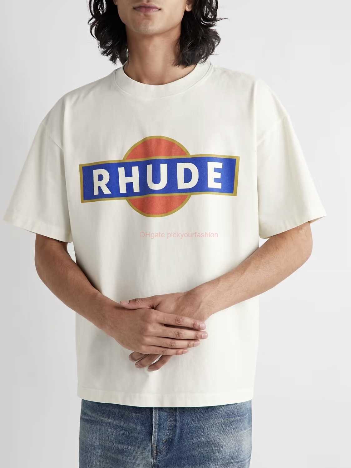 

Designer Fashion Clothing Tees Tshirt H8016#rhude Summer Vintage Racer Short Sleeve T-shirt Cotton Streetwear Tops Casual Sportswear Rock Hip hop for sale, White/h8016