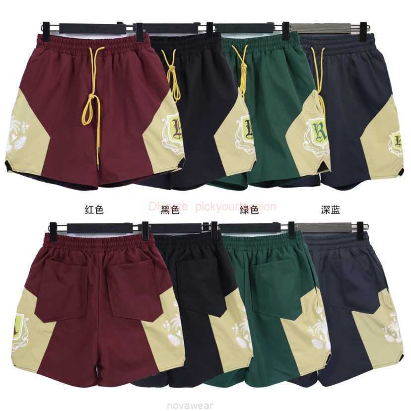 

Designer Short Fashion Casual Clothing Beach shorts Rhude Summer New Mesh Mens Printed Letter Coconut Tree Printed Sports Shorts Casual Pants Trendy Men Joggers Spo, Red