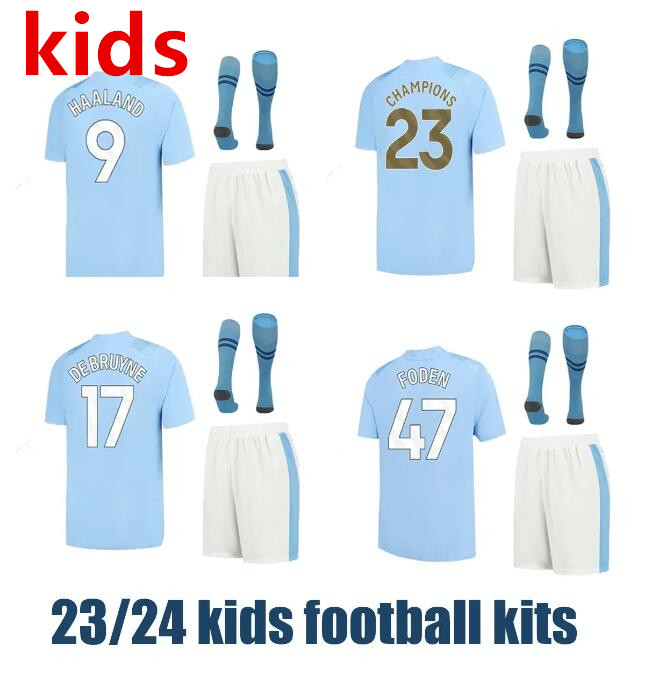 

23 24 HAALAND MANS CITIES football jersey kids football kits DE BRUYNE FODEN 22/23/24 GREALISH STERLING MAHREZ soccer jerseys, 23/24 home no socks