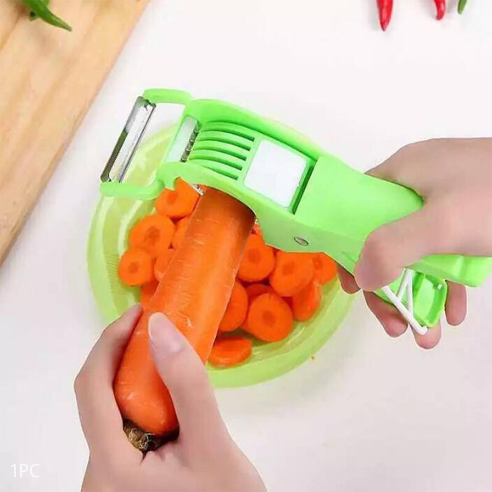 

Kitchen Supplies 2-in-1 Peeler Slicer Plastic Multi-use Banana Cucumber Carrot Cutter Fruit Vegetable Salad Shredder Cutters