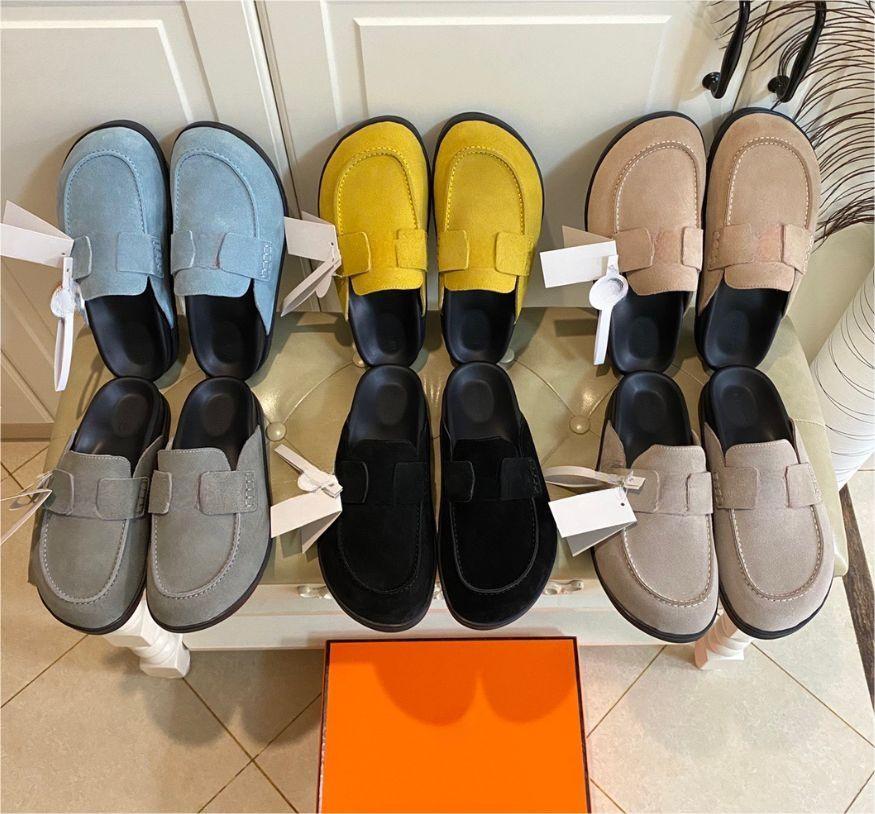 

women Slippers Designer Leather Sandals Izmir Flip Flop Oran Heritage Calfskin Sandals Summer Lazy Large Beach Casual Slides, Olive