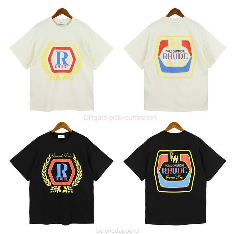 

Designer Fashion Clothing Tees Tshirt Rhude Summer American High Street Simple Letter Printing Round Neck Cotton Short Sleeve Loose Relaxed Men Womens Couple Tshir