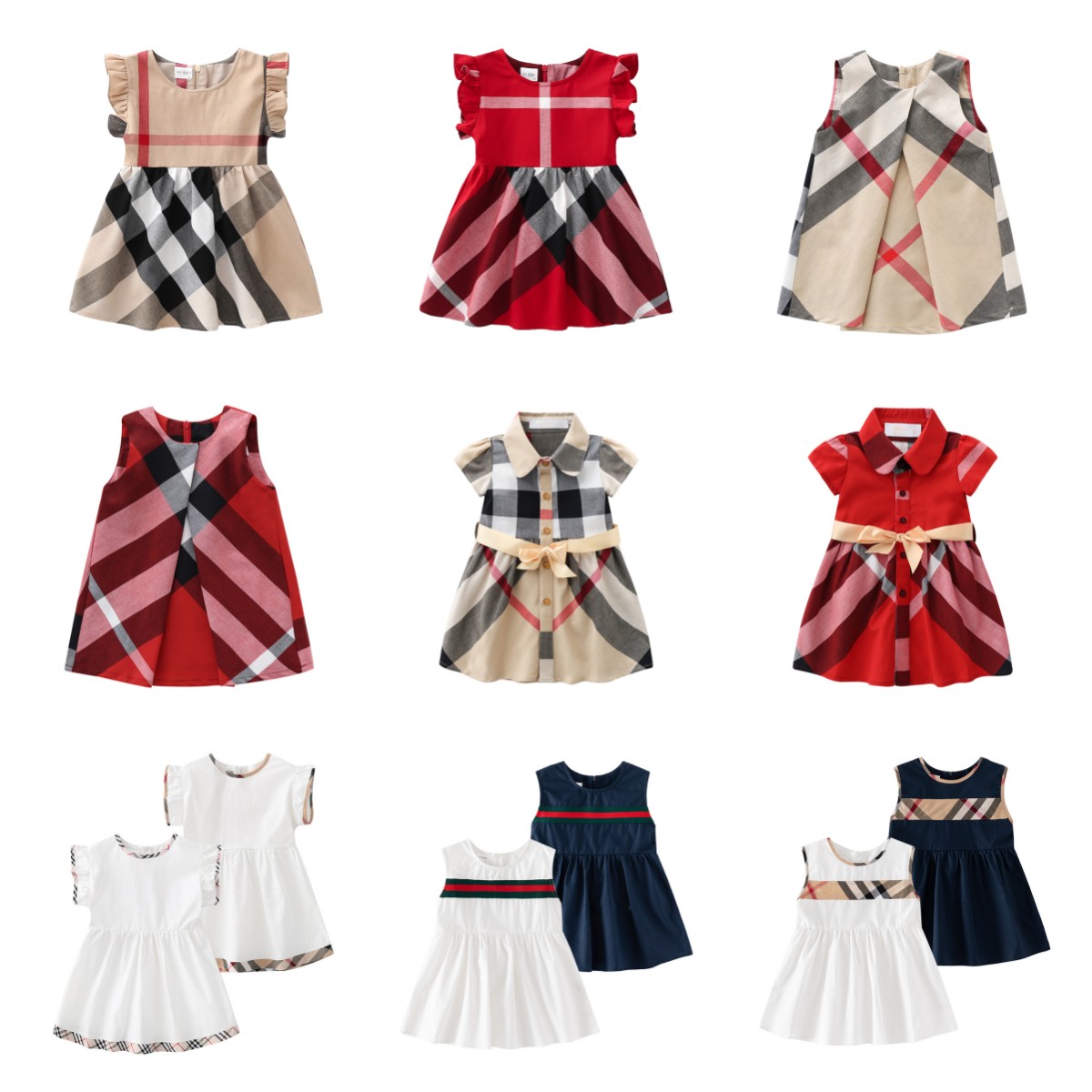 Fashion Sleeveless Cotton Baby Girl Shirt Dress Casual Wear plaid Kids Clothing Children Summer Baby Clothes 1-6 Years-image-907186535