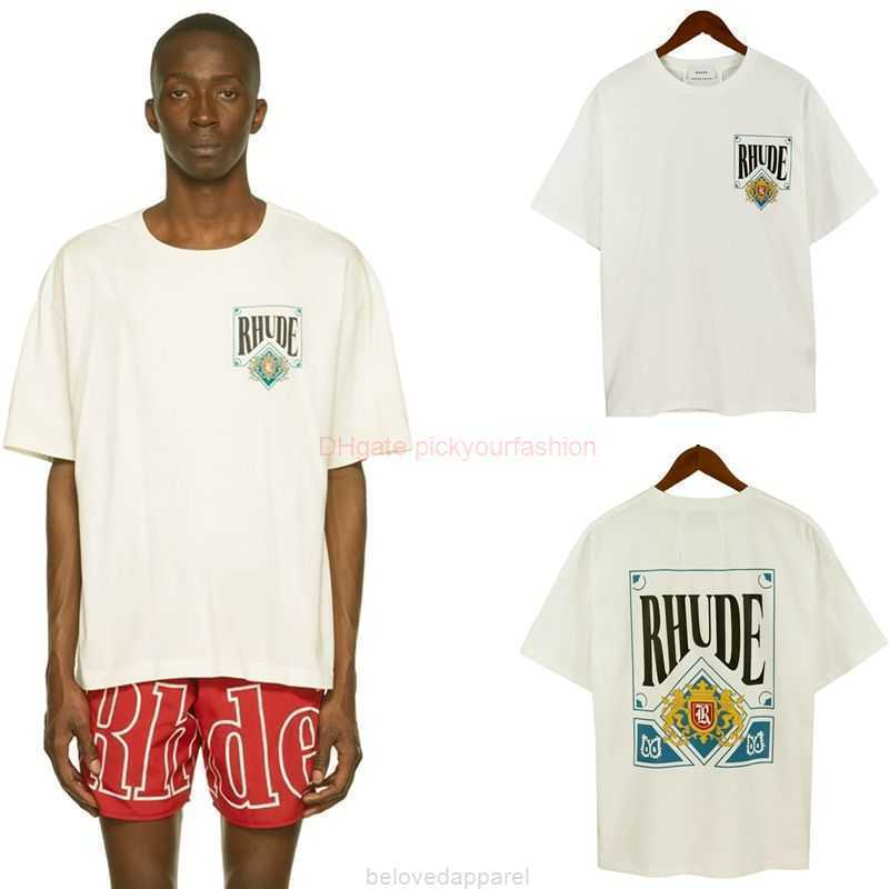 

Designer Fashion Clothing Tees Tshirt Rhude American High Street Personalized Poker Card Printing Short Sleeve Fashion Versatile Loose Relaxed Couple Tshirt Summ