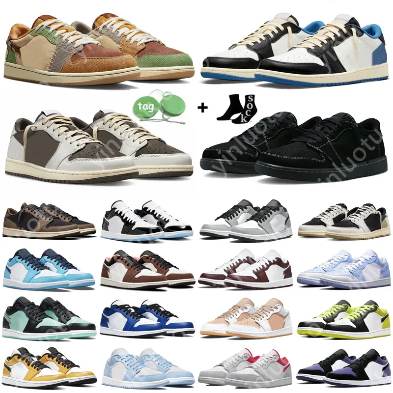

Jumpman 1 1s Low Help Basketball Shoes Og for Men Women Black Phantom Unc Reverse Dark Mocha Mochas Fragment Concord Voodoo Cactus Jack Mens Sports Trainers Sneakers, 21