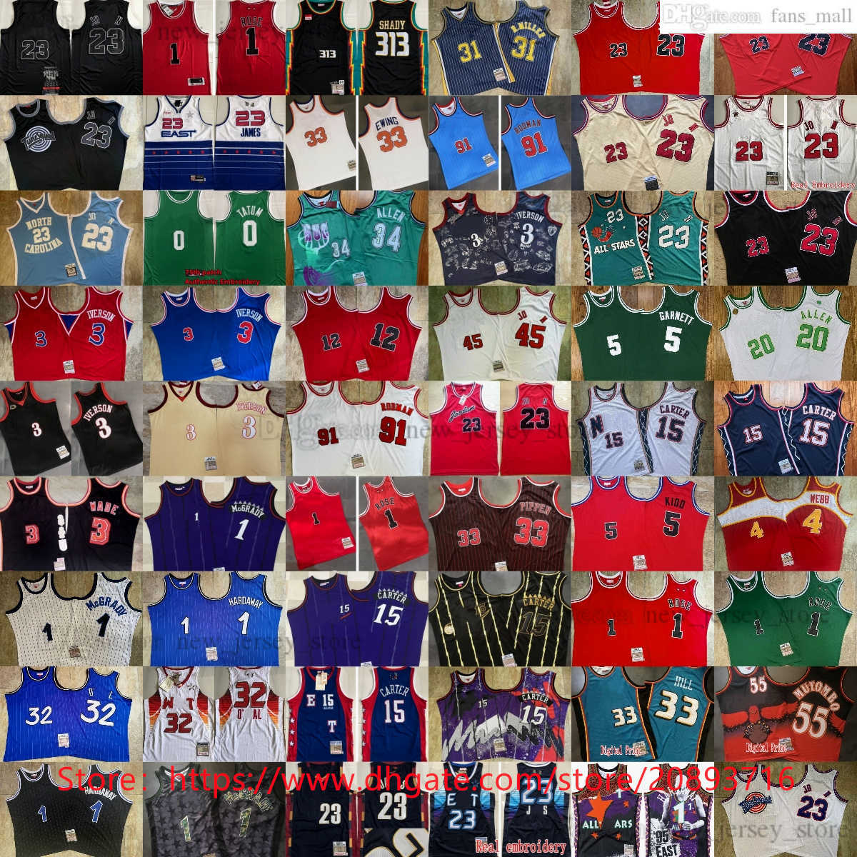 

Mitchell and Ness Authentic Stitched East Basketball Jerseys Shady Allen Iverson Rose Durant Kidd Another Wade Spud Vince Carter Mutombo McGrady Hardaway Ewing, Choose number on photo