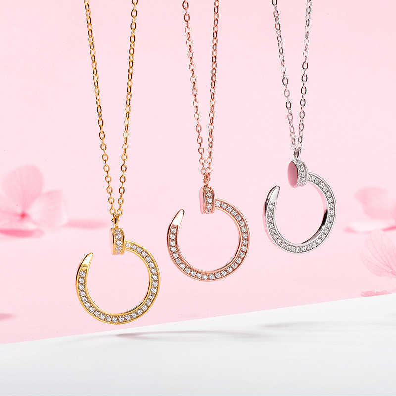

Internet celebrity Fanyu City Fashion Rose Gold Plated Nail Necklace Women's Simple Collar Chain Titanium Steel Decoration Accessories Pendant Women