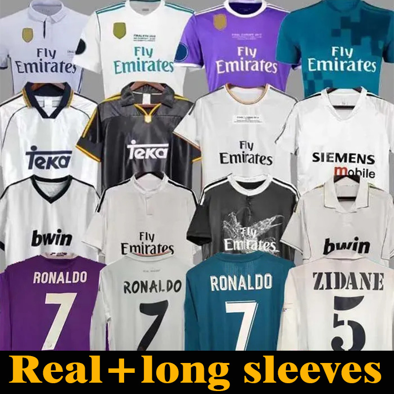 

Retro Soccer Jerseys Long sleeved Football Jersey Ronaldo #7 Real Madrids Maillot Benzema Ballon Football Jersey