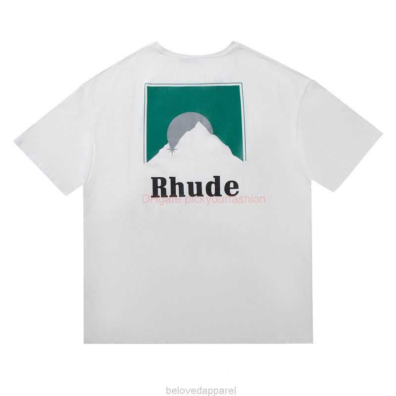 

Designer Fashion Clothing Tees Tshirt Small Trendy Brand Summer Rhude Classic Style Sunset Theme Printed High Street Mens Womens Short Sleeved Tshirt Cotton Street, White
