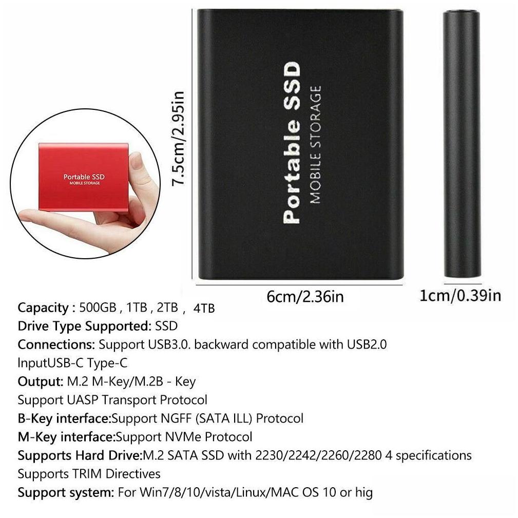 hard drives m.2 ssd 500gb 1tb flash drive external typec high speed usb3.1 2tb 4tb 8tb storage portable hd disk for laptop 221105