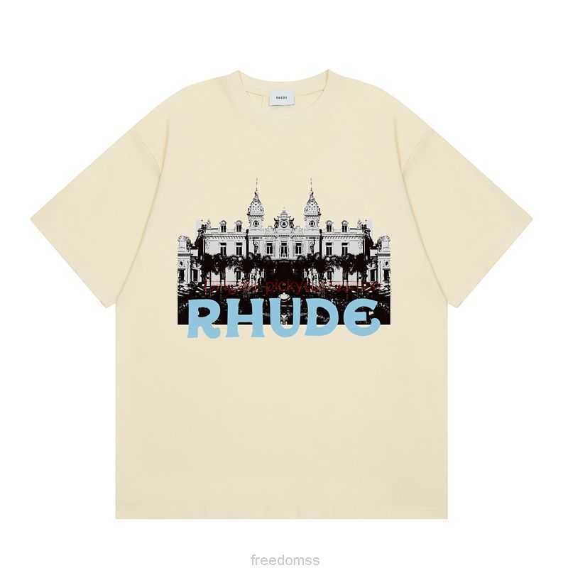 

Designer Fashion Clothing Tees Tshirt Rhude Fortress High Street American Fashion Brand Popular Loose Round Neck Pure Cotton Mens Short Sleeve Tshirt Summer Ins Sam, White
