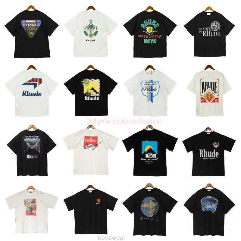 

Designer Fashion Clothing Tees Tshirt American Trendy Brand Rhude Design Sense Short Sleeved Men Womens Couple Fog High Street Loose Fitting Tshirt Spring Summer Ha, 2719 black