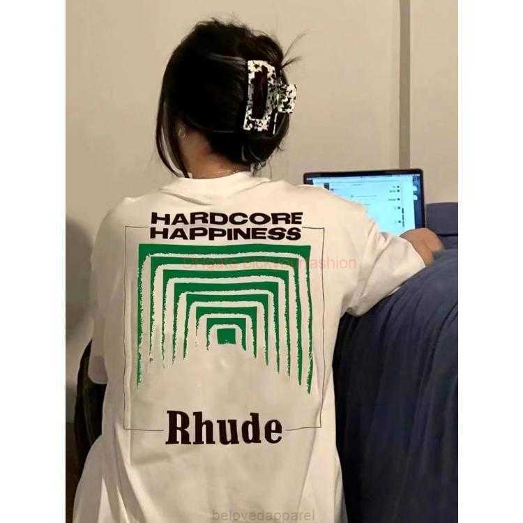 

Designer Fashion Clothing Tees Tshirt Rhude Niche Trendy Brand Summer New Crown Flag High Street Loose Round Neck Short Sleeved Tshirt for Men Women Cotton Streetwea, Champion flag apricot