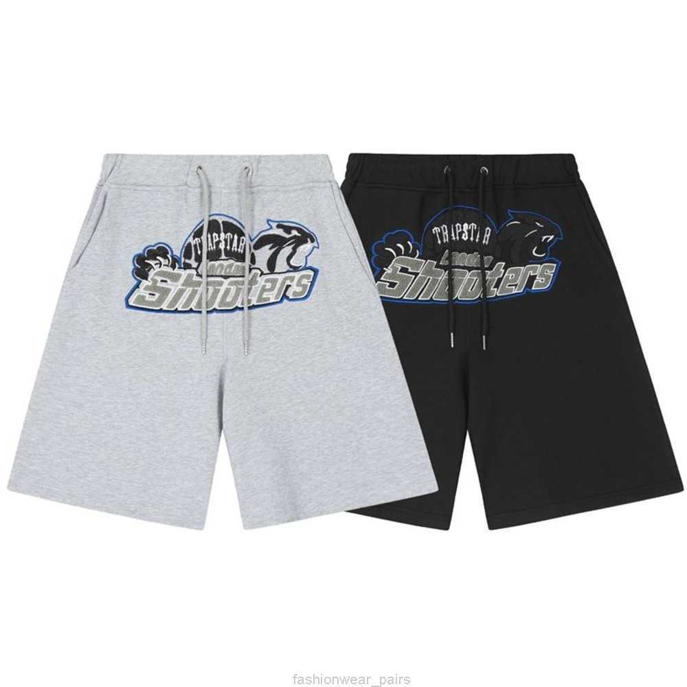 

Designer Short Fashion Casual Clothing Trapstar Leopard Embroidered Shorts Street Fashion Brand Summer Mens Womens Sports Loose Casual Capris Beach shorts 2024, Black
