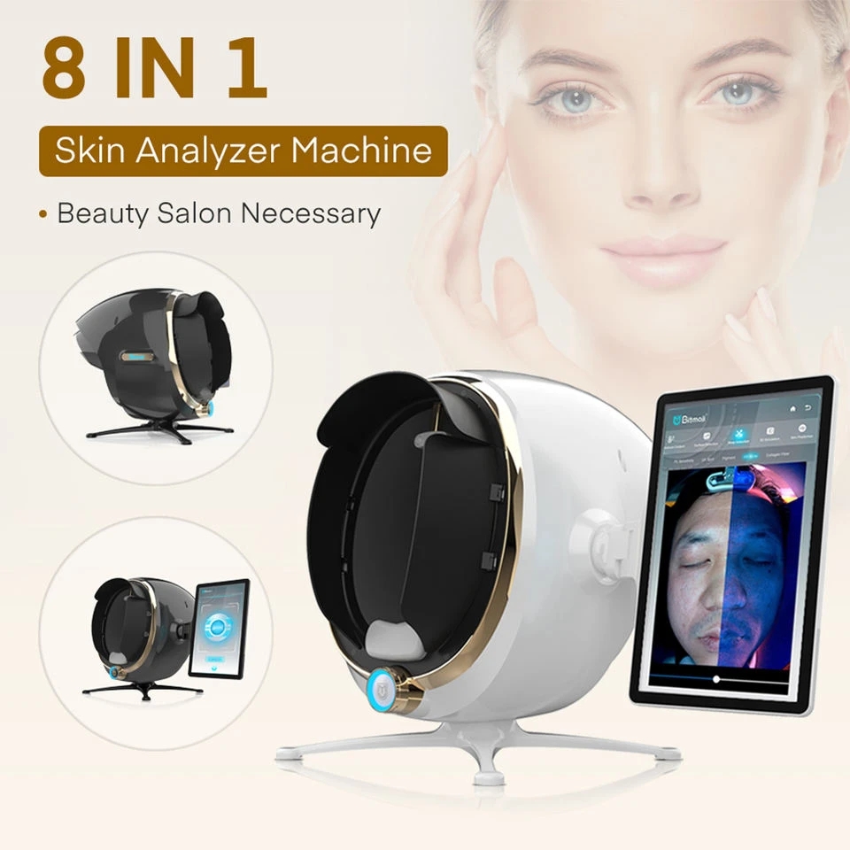 

Language and logo can be customized auto smart facial face skin analyzer moisture skin tester magic mirror high pixel 3d camera digital test reportor machine