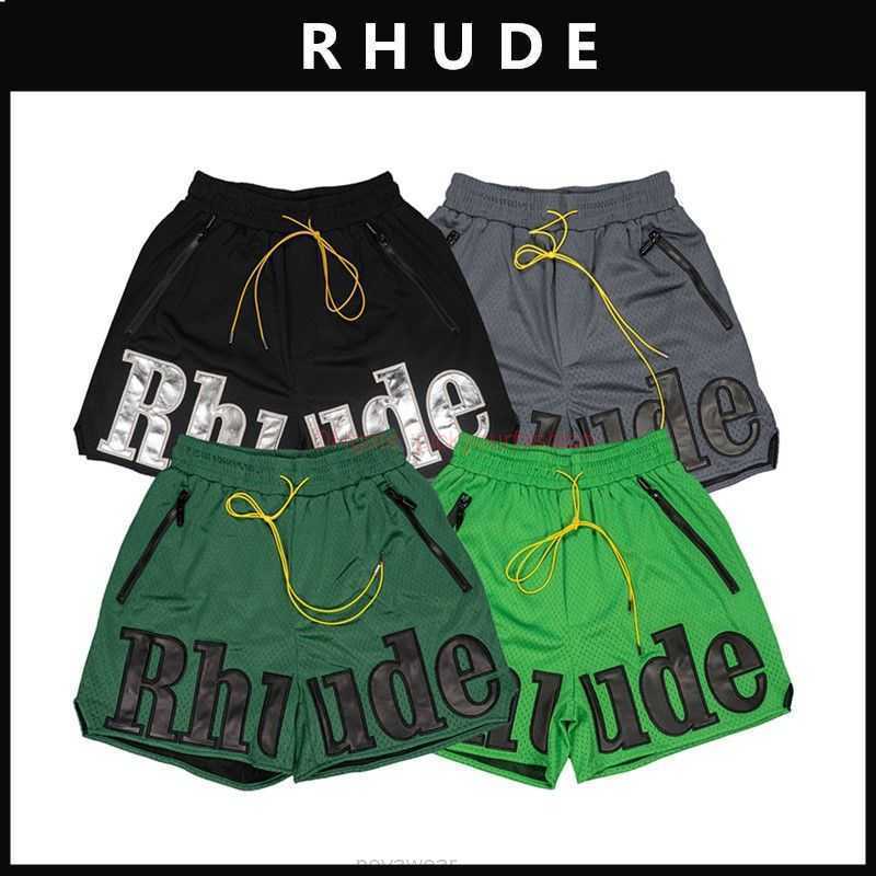 

Designer Short Fashion Casual Clothing Beach shorts Rhude Patch Embroidered Mesh Basketball Pants Summer Loose Breathable Mens Womens Casual Loose Shorts Joggers, Black