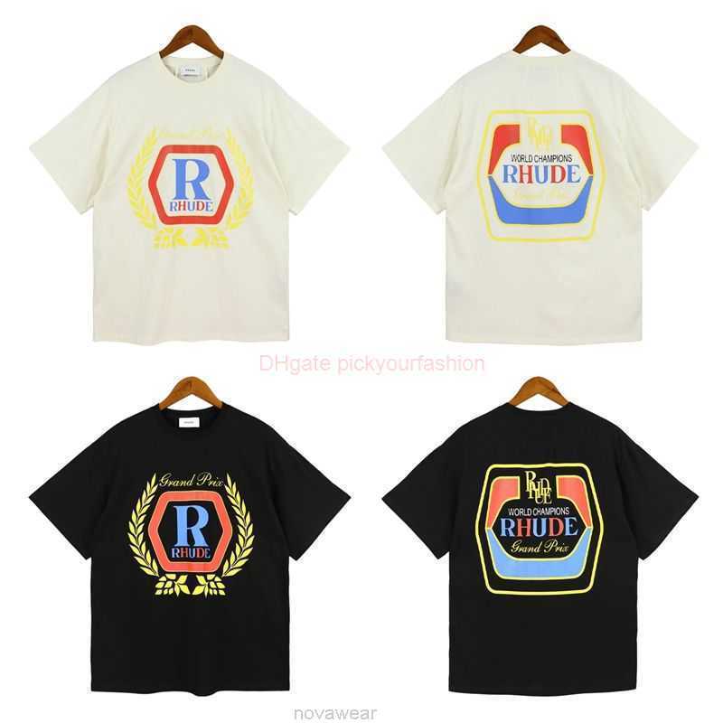 

Designer Fashion Clothing Tees Tshirt Rhude Summer American High Street Simple Letter Printing Round Neck Cotton Short Sleeve Loose Relaxed Men Womens Couple Tshir