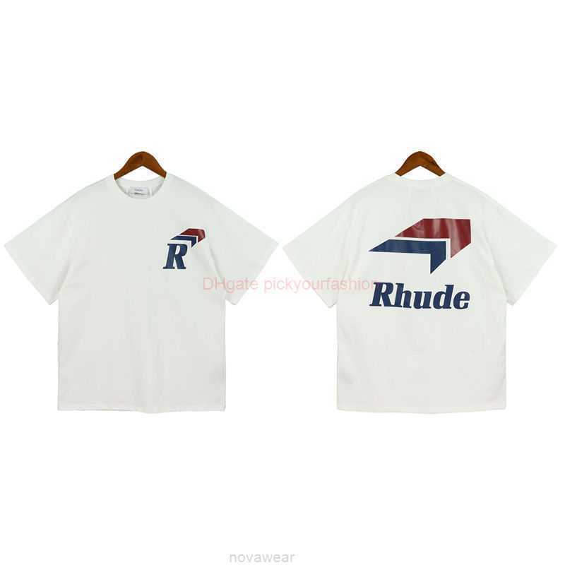 

Designer Fashion Clothing Tees Tshirt American Niche Trendy Rhude High Street Oversize Loose Round Neck Short Sleeved Casual Tshirt for Both Men Women Cotton Street, White