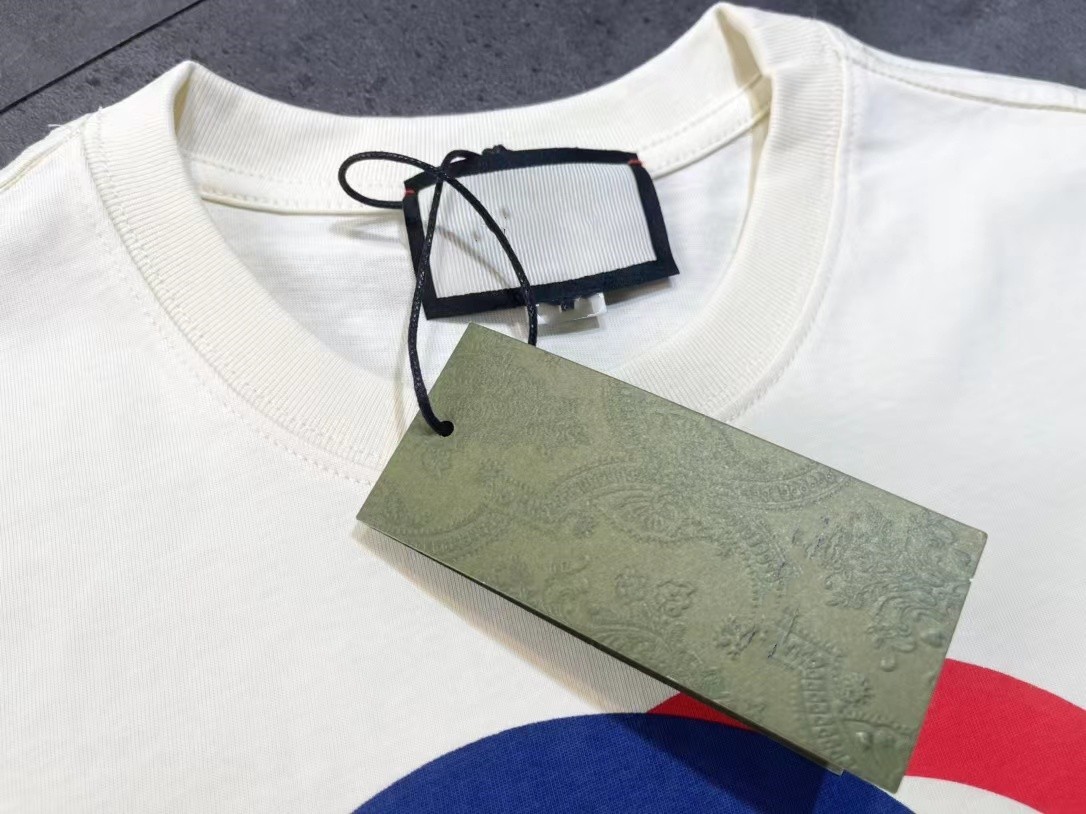 

2023 New Print Design Fashion Casual Short Sleeve Round Neck T-shirt Loose Fit, White