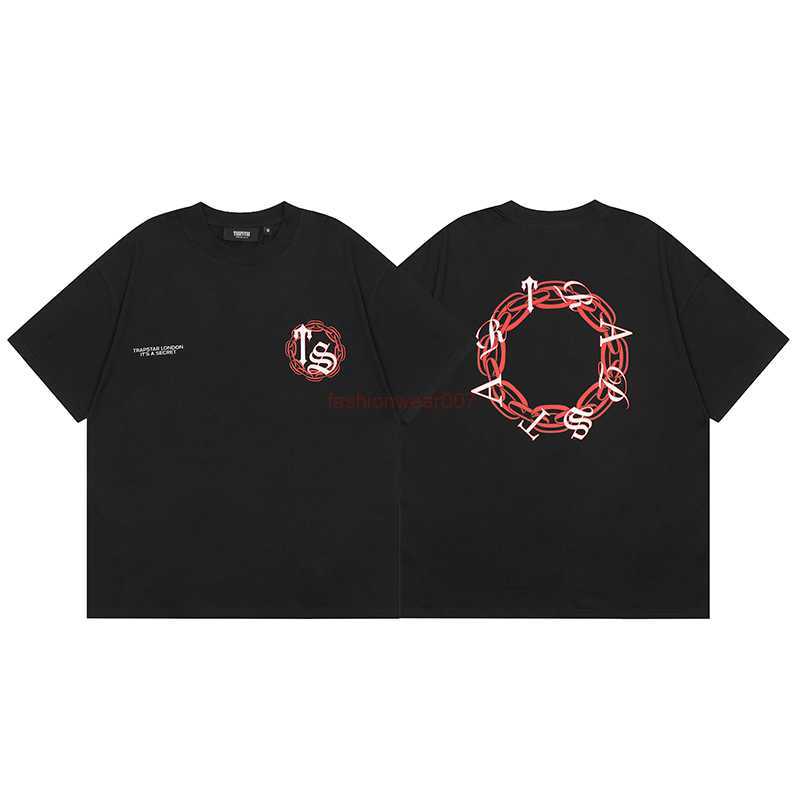 

Designer Fashion Clothing Tees Tsihrts Shirts Trapstar American High Street Small Crowd Trendy Brand Pure Cotton Printed Short Sleeve Couple Tshirt Summer Loose, Black