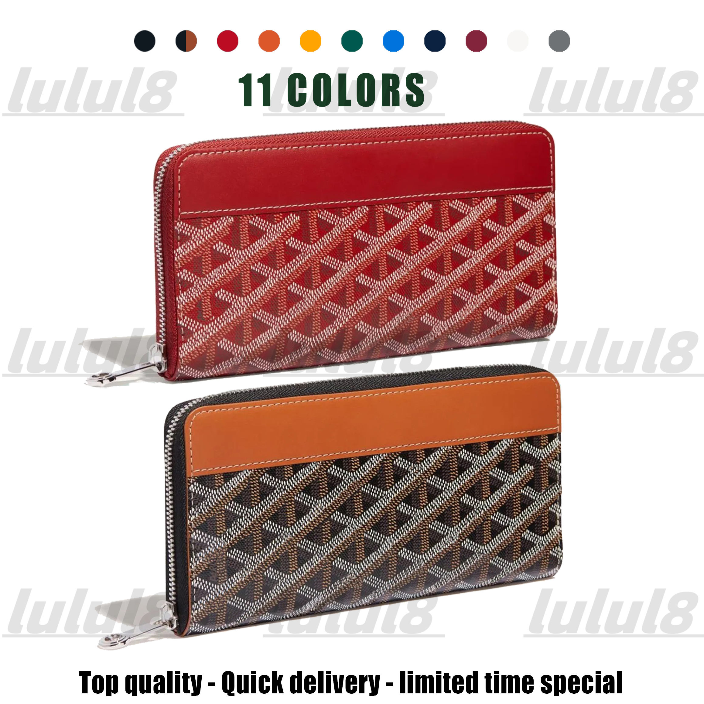 

Womens lady Long zipper Wallets coin purses 12 card slots mens Designer PM cards holder luxury Leather small Wallet key pouch purse wristlets, Orange