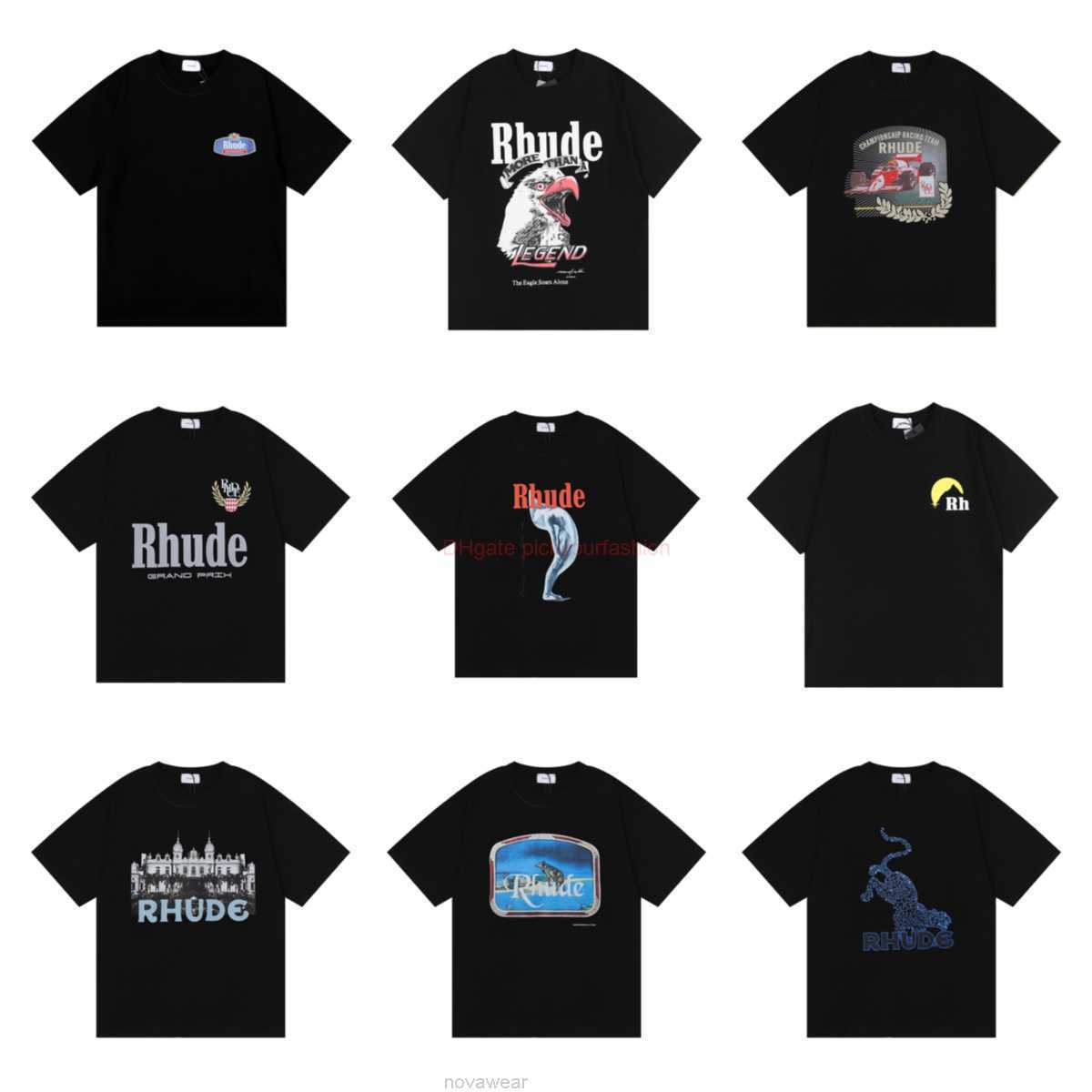 

Designer Fashion Clothing Tees Tshirt Rhude American High Street Fashion Brand Summer Casual Cartoon Leopard Animal Pattern Printed Short Sleeve Tee Shirts for Men, 5015 angel god black