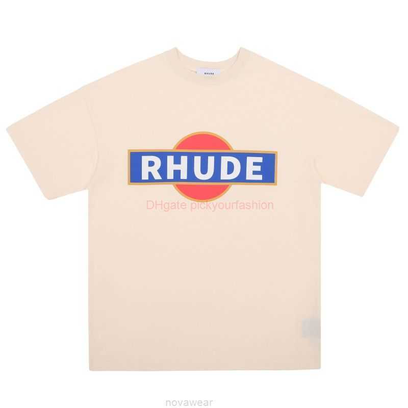 

Designer Fashion Clothing Tees Tshirt American Niche Trendy Brand Rhude Short Sleeved Men Womens Couples Loose High Street Loose Round Neck Letter Tshirt Summer Hal, Apricot