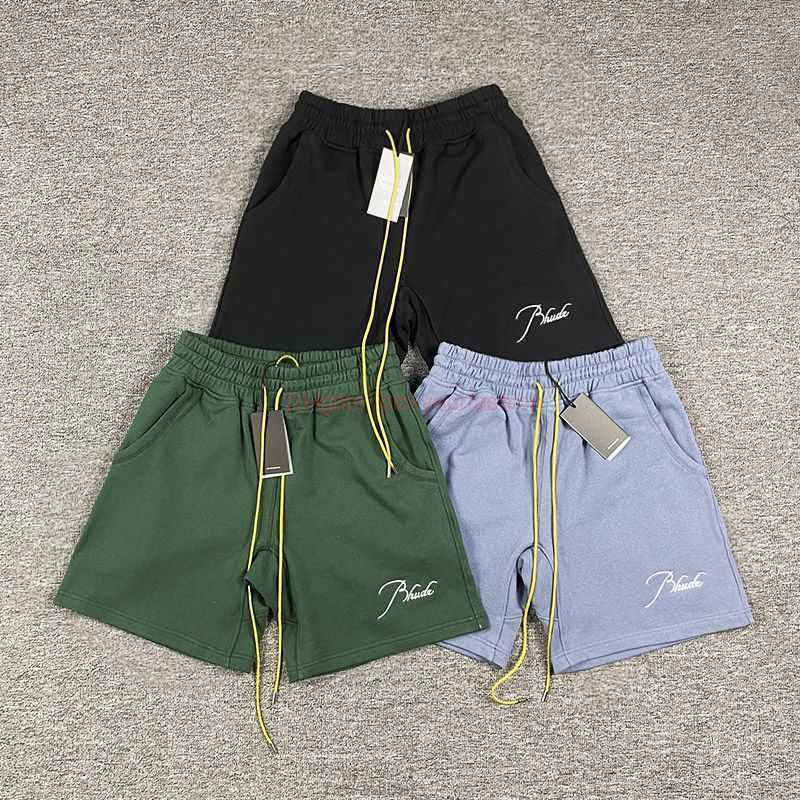 

Designer Short Fashion Casual Clothing Beach shorts Get Quality High Street Rhude Terry Embroidery Casual Sports Knee Length Shorts Pants Cotton Men Joggers Sports, Black