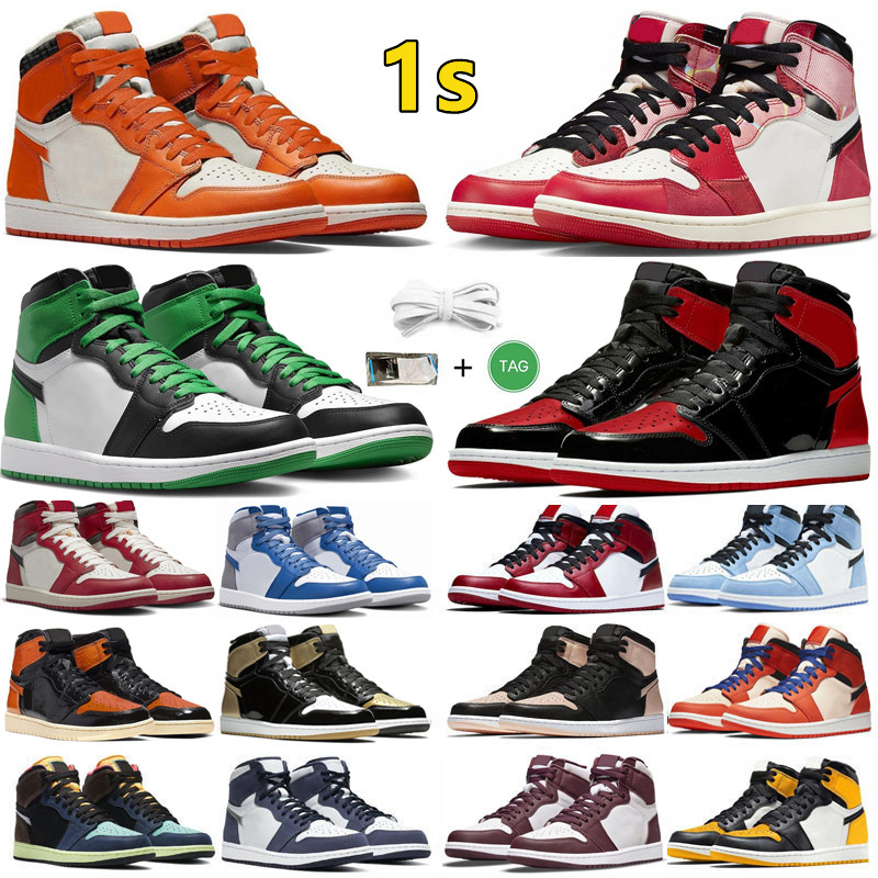 

Jumpman 1 1s Mens Basketball Shoes Spider-Verse Bred Patent StarFish Chicago Lost Found Dark Mocha University Blue SpiderVerse Men Women Trainers Sports Sneakers, Color#42