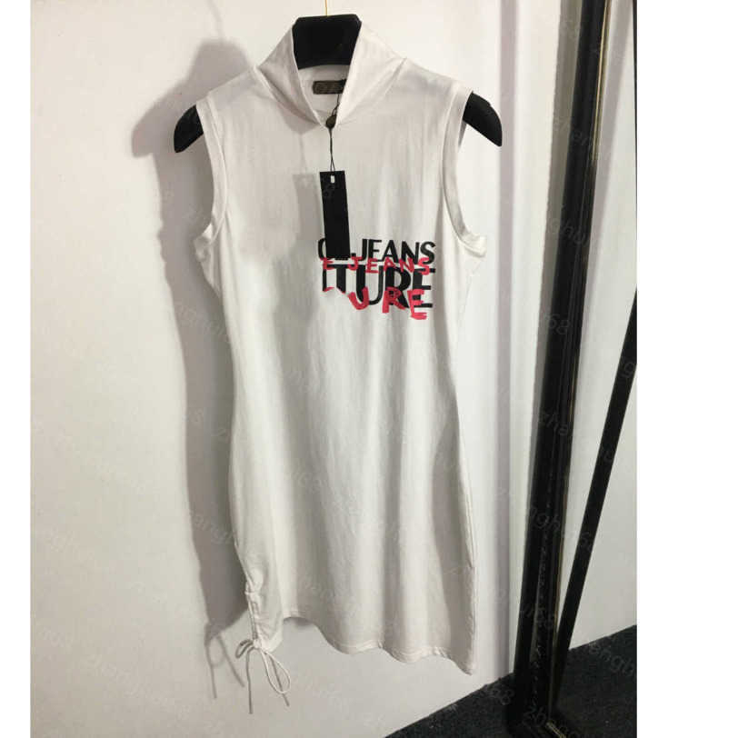 

23ss womens designer clothing summer dresses women dress Two-tone monogram print sleeveless tank dress with high neck High quality womens clothing a1