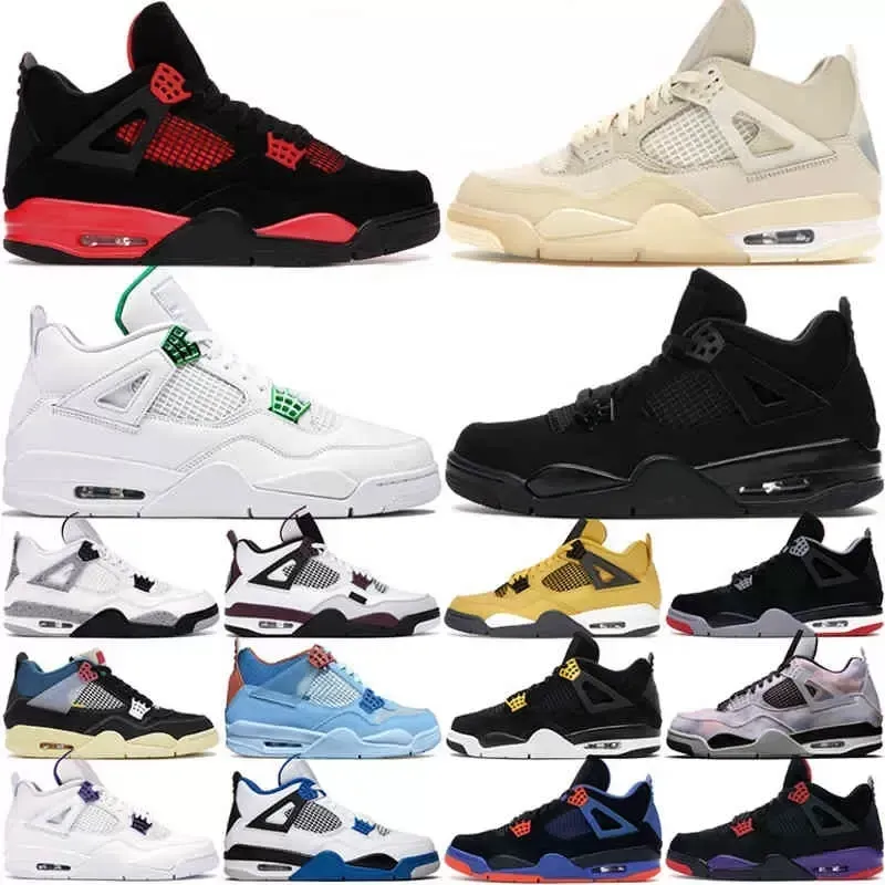 

4 4S Jumpmen Basketball Shoes White Oreo Bred Top Quality 4s Men Women Red Thunder University Blue Sail Black Cat 4 Mens Womens Outdoor Sports Trainers