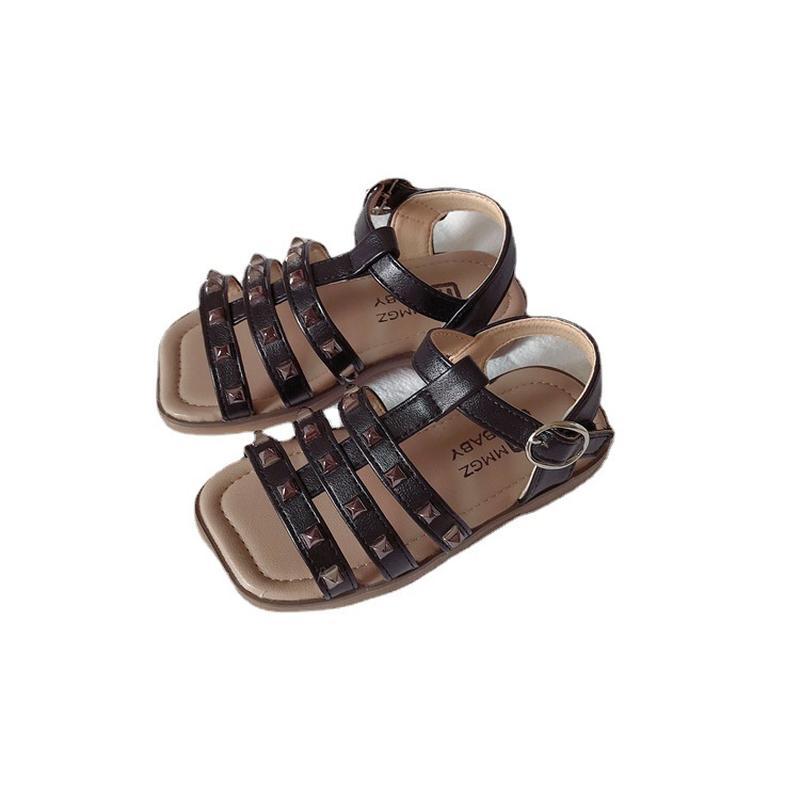 

Sandals Baby Shoes Wedge Kids Footwear Girls Summer Retro Braided Treasure Princess Soft Sole Non-Slip Roman F12771, C1